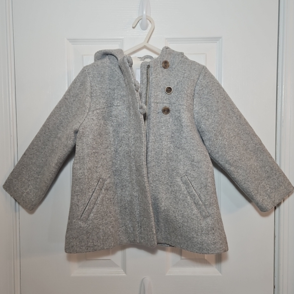 OLD NAVY GIRLS FLEECE LINED WOOL COAT  SIZE 3T
